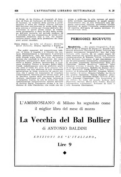 L'avvisatore librario settimanale bollettino bibliografico