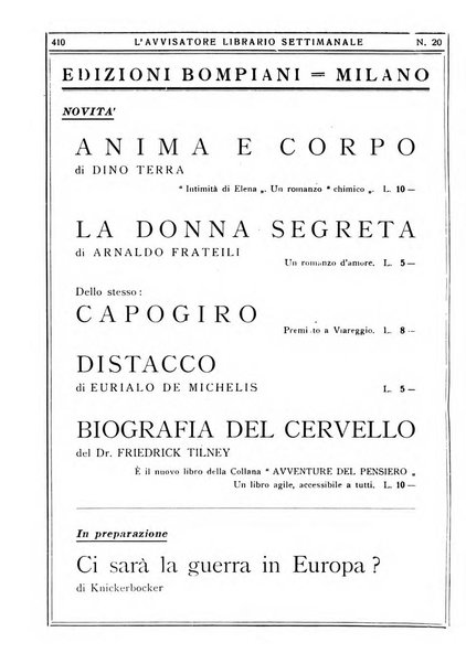 L'avvisatore librario settimanale bollettino bibliografico