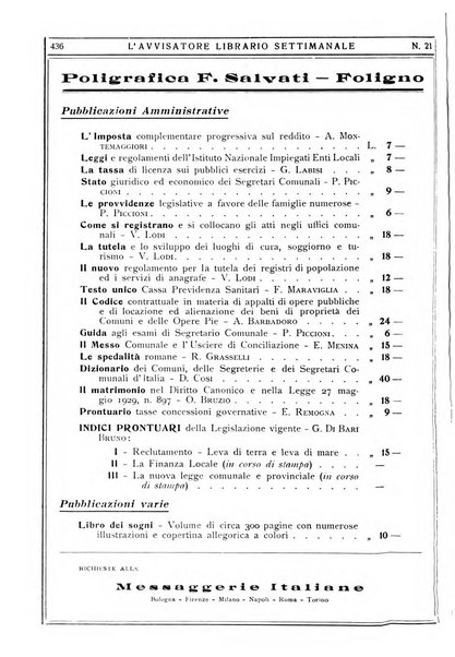 L'avvisatore librario settimanale bollettino bibliografico