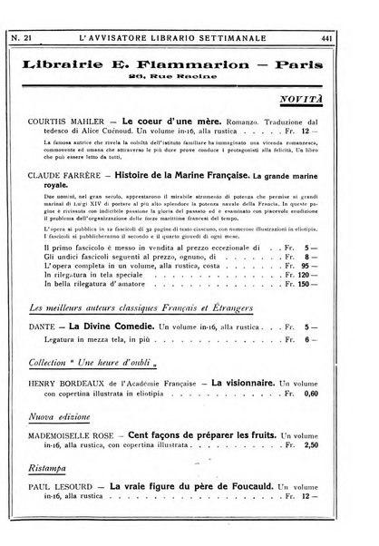 L'avvisatore librario settimanale bollettino bibliografico