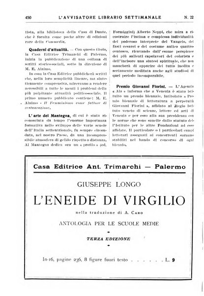 L'avvisatore librario settimanale bollettino bibliografico