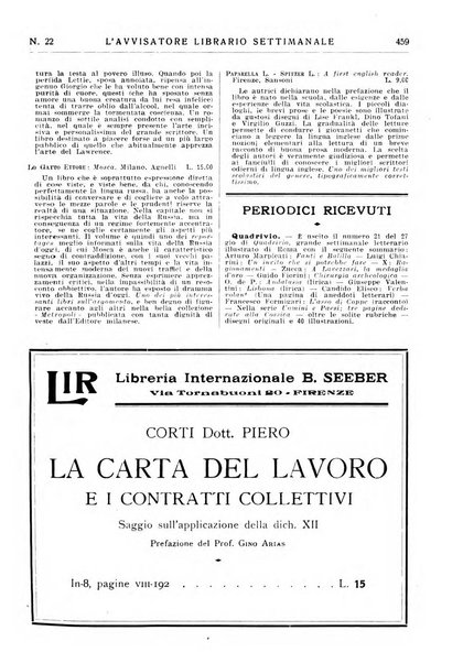 L'avvisatore librario settimanale bollettino bibliografico