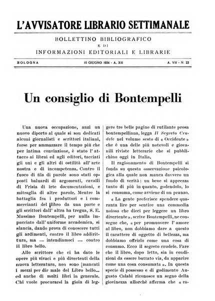 L'avvisatore librario settimanale bollettino bibliografico