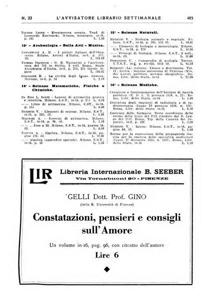 L'avvisatore librario settimanale bollettino bibliografico