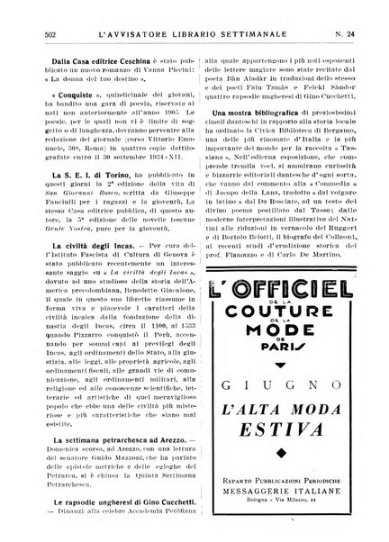 L'avvisatore librario settimanale bollettino bibliografico