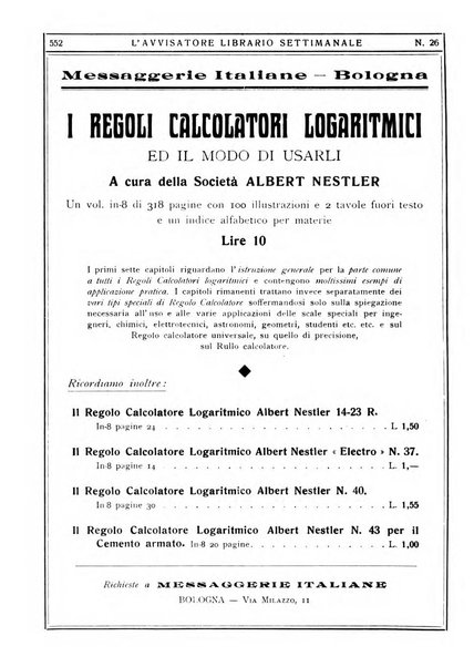 L'avvisatore librario settimanale bollettino bibliografico