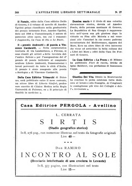 L'avvisatore librario settimanale bollettino bibliografico