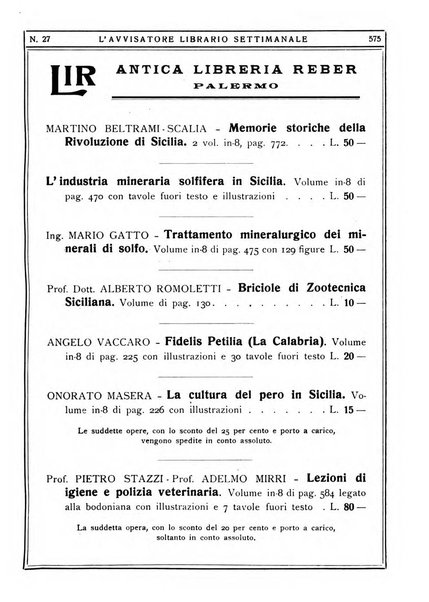 L'avvisatore librario settimanale bollettino bibliografico