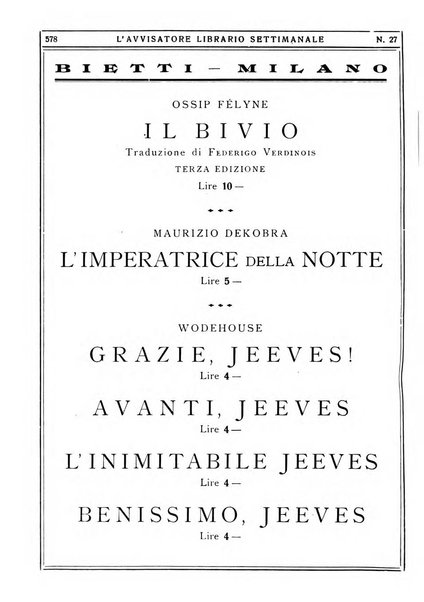 L'avvisatore librario settimanale bollettino bibliografico