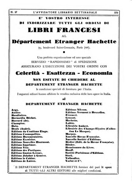 L'avvisatore librario settimanale bollettino bibliografico