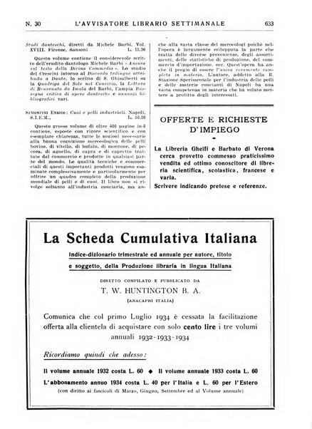 L'avvisatore librario settimanale bollettino bibliografico