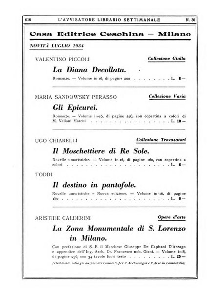 L'avvisatore librario settimanale bollettino bibliografico