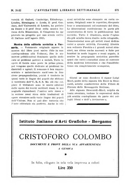 L'avvisatore librario settimanale bollettino bibliografico