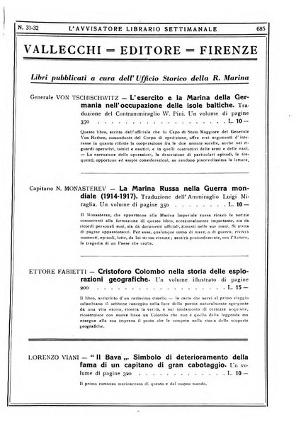 L'avvisatore librario settimanale bollettino bibliografico