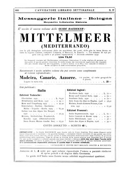 L'avvisatore librario settimanale bollettino bibliografico