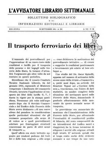 L'avvisatore librario settimanale bollettino bibliografico