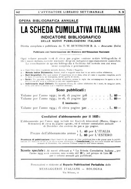 L'avvisatore librario settimanale bollettino bibliografico