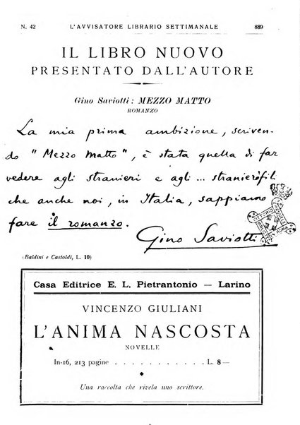 L'avvisatore librario settimanale bollettino bibliografico