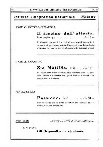 L'avvisatore librario settimanale bollettino bibliografico