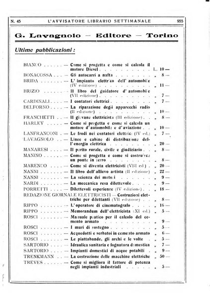 L'avvisatore librario settimanale bollettino bibliografico