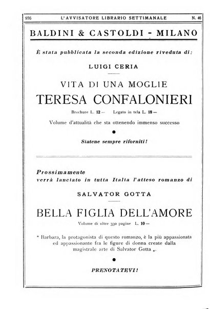 L'avvisatore librario settimanale bollettino bibliografico