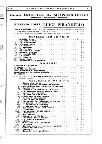 L'avvisatore librario settimanale bollettino bibliografico