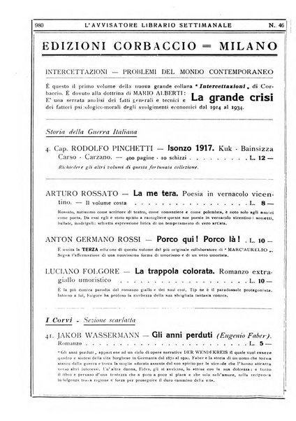 L'avvisatore librario settimanale bollettino bibliografico