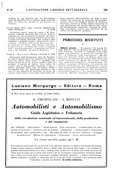 L'avvisatore librario settimanale bollettino bibliografico