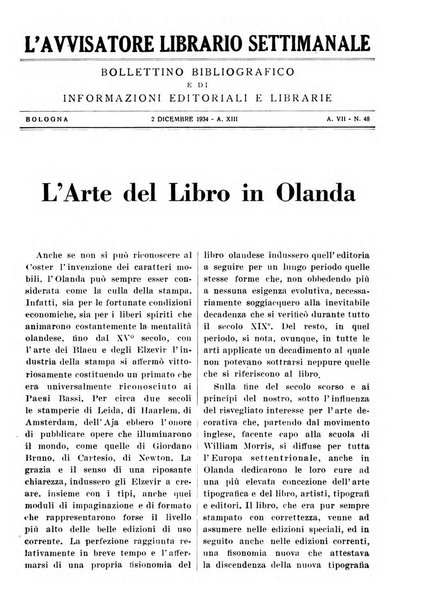 L'avvisatore librario settimanale bollettino bibliografico