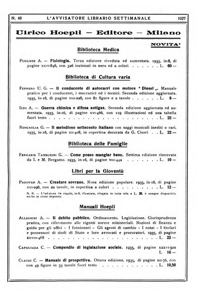 L'avvisatore librario settimanale bollettino bibliografico