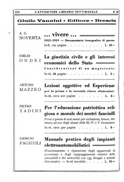 L'avvisatore librario settimanale bollettino bibliografico