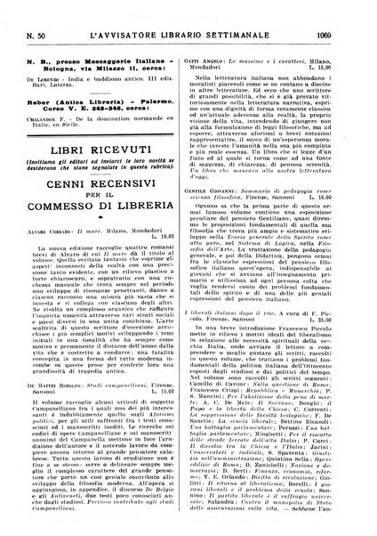 L'avvisatore librario settimanale bollettino bibliografico