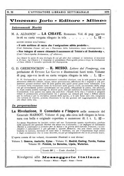 L'avvisatore librario settimanale bollettino bibliografico