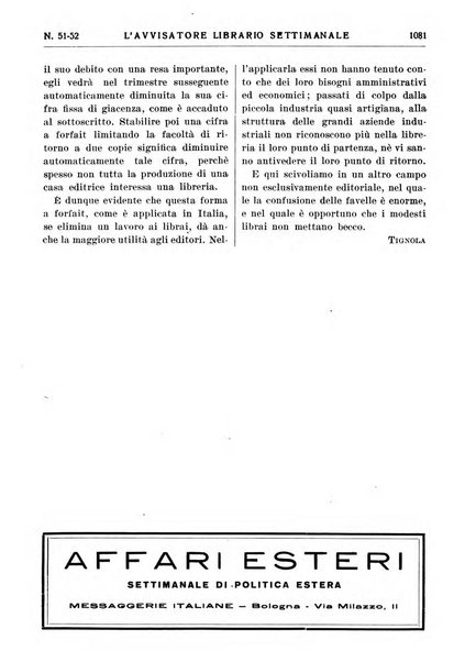 L'avvisatore librario settimanale bollettino bibliografico