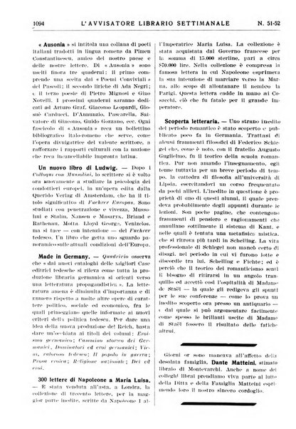 L'avvisatore librario settimanale bollettino bibliografico