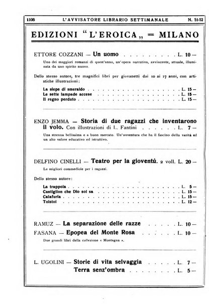 L'avvisatore librario settimanale bollettino bibliografico