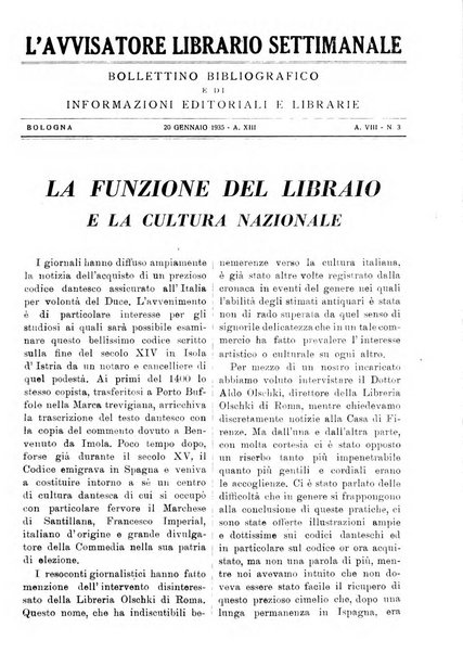 L'avvisatore librario settimanale bollettino bibliografico