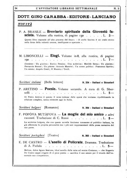 L'avvisatore librario settimanale bollettino bibliografico