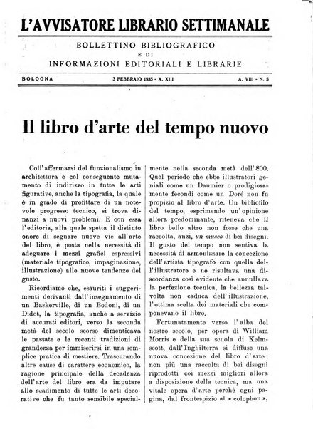 L'avvisatore librario settimanale bollettino bibliografico