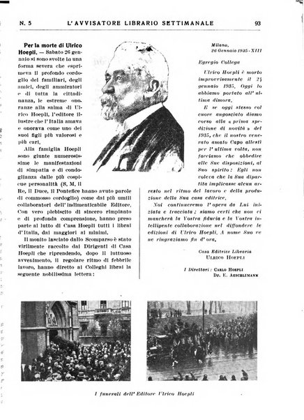 L'avvisatore librario settimanale bollettino bibliografico