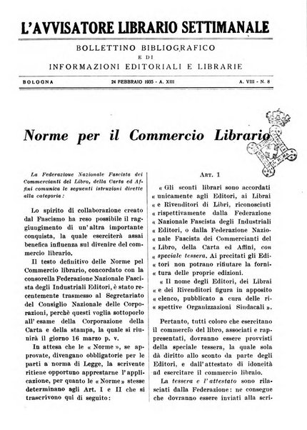 L'avvisatore librario settimanale bollettino bibliografico