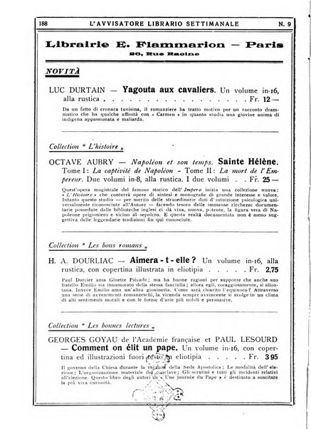 L'avvisatore librario settimanale bollettino bibliografico