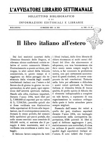 L'avvisatore librario settimanale bollettino bibliografico