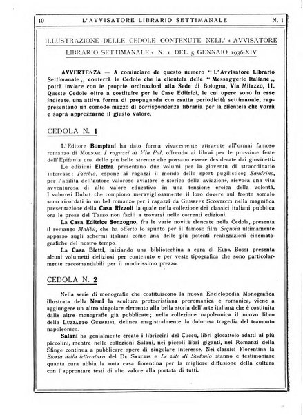 L'avvisatore librario settimanale bollettino bibliografico