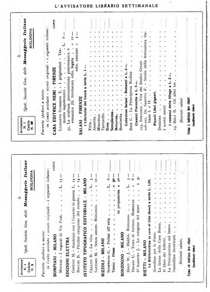 L'avvisatore librario settimanale bollettino bibliografico