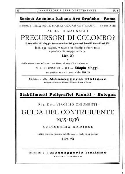 L'avvisatore librario settimanale bollettino bibliografico