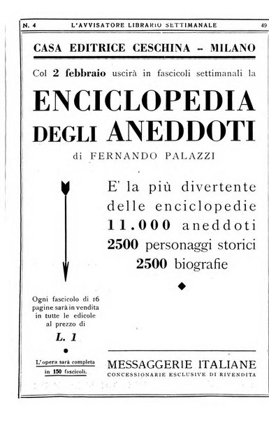 L'avvisatore librario settimanale bollettino bibliografico