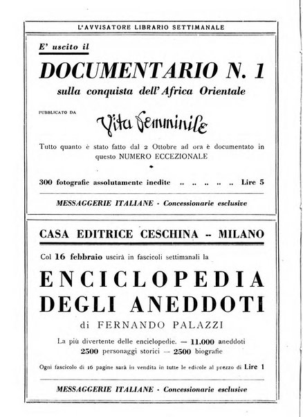 L'avvisatore librario settimanale bollettino bibliografico