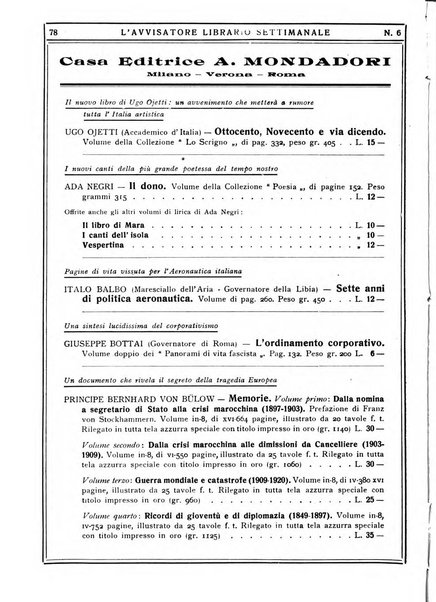 L'avvisatore librario settimanale bollettino bibliografico