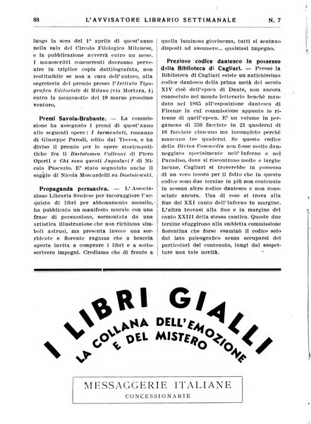 L'avvisatore librario settimanale bollettino bibliografico